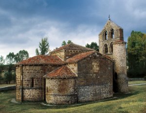 Arte românica: vista da Igreja de San Salvador de Cantamuda, Espanha de Unknown artist