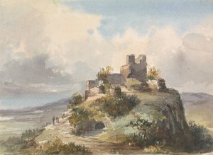 Ruínas no topo de uma colina de Unknown artist