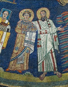 São Praxede (Prassede) e São Paulo Detalhe. Mosaico anónimo por volta do 830. Arco Triunfal da Basílica de Santa Prassede, Roma. de Unknown artist