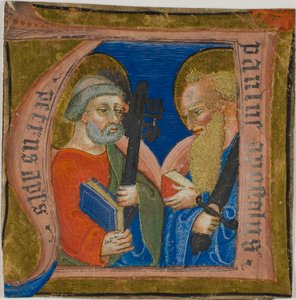 Santos Pedro e Paulo num "N" inicial historiado de um livro de coro de Unknown artist
