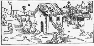 San Marinus. Gravura de "Leben der Heiligen - sommerteil" (O livro do santo) de Jacobus (Tiago) de Voragine (1228-1298). Lubeck 1488. de Unknown artist