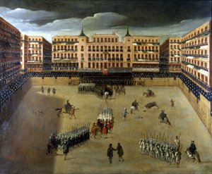 Cena da Corrida em Madrid, óleo sobre tela de Unknown artist