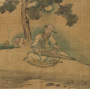 Erudito jogando um Qin de Unknown artist