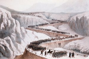 Segunda Guerra da Independência Italiana: a passagem de Moncenisio pelo exército francês em 29 de Abril de 1859 (Imprimir) de Unknown artist