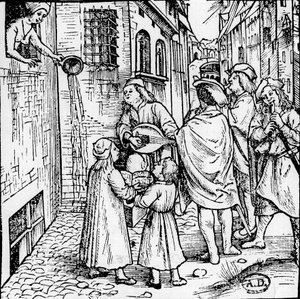 Serenade estudiantine (músicos), Bale, circa 1500 - gravura, Bibl. de Unknown artist