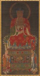 Tríade Shakyamuni: Buda atendido por Manjushri e Samantabhadra de Unknown artist