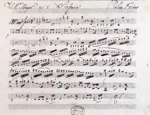Página de música para o primeiro violino na Symphony n. 7, de Mozart de Unknown artist