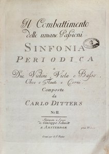 Página de música da Sinfonia Periódica (O Combate às Paixões Humanas) de Karl Ditters von Dittersdorf de Unknown artist