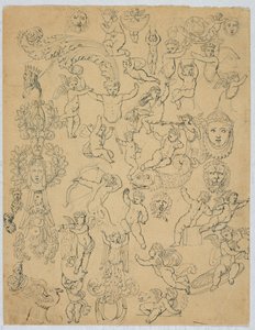 Folha com putti e estudos após a antiguidade de Unknown artist
