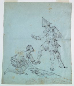 Esboço para impressão de algodão: Robinson Crusoe de Unknown artist