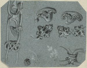 Esboços de pormenores arquitectónicos decorativos de Unknown artist