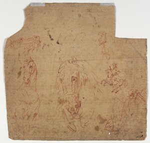 Esboços de Cavalos e Cavaleiros (reto) de Unknown artist
