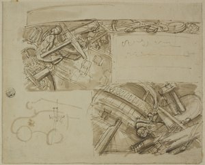 Esboços de vários objetos, incluindo âncora de Unknown artist