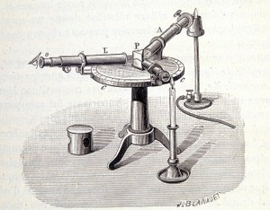Espectroscópio Bunsen e Kirchoff - em "Physique populaire" de Emile Desbeaux, Flammarion de Unknown artist