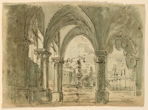 Cenário, Pórtico com Edifícios de Unknown artist