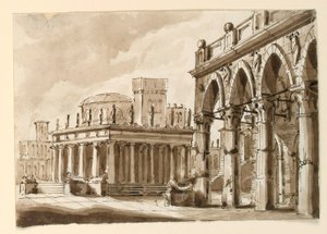 Cenário, Praça com Edifício Público de Unknown artist