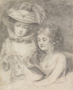 Estudo de uma Mulher Costura e uma Leitura de Raparigas de Unknown artist