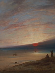 Pôr-do-sol na praia em Sark de Unknown artist
