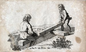 Swing: duas crianças em uma fita adesiva de bumbum gravada no final do século XVIII. Colecção privada. de Unknown artist