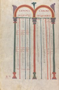 Tabelas Canónicas dos Quatro Evangelhos, Cânone II, século XI (manuscrito iluminado, membranoso) de Unknown artist