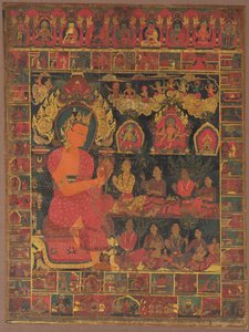Thangka com a pregação do Buda Bejeweled de Unknown artist