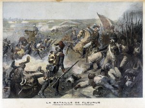 A Batalha de Fleurus (Bélgica 1794) de acordo com a pintura de Mauzaisse (Musee de Versailles). Ilustração do "Little Jourbal" de 1892. de Unknown artist