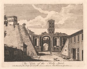 A Porta do Espírito Santo: 1. a Igreja do Espírito Santo 2. a Casa de Verão nos Jardins Barbarini de Unknown artist