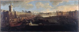 A Grande Galerie do Louvre, com a Porte Neuve, o Pont-Neuf, a Cité, o Collège des Quatres-Nations em construção e o Quai Malaquais, cerca de 1665, no Sena, a galé real, actuais 1.º e 6.º bairros, entre 1660 e de Unknown artist