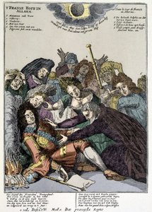 O Rei desmaiou e os cortesãos rodearam-no, lamentando: escárnio nas lapelas de Luís XIV na Holanda e Itália em 1706 de Unknown artist