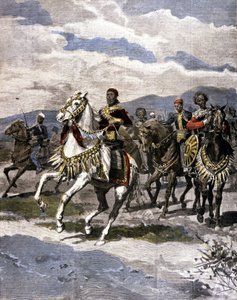 O Rei da Etiópia Menelik II (1844 - 1913). Il. da imprensa italiana. de Unknown artist