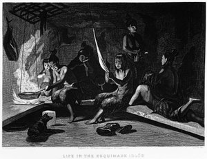 A Vida dos Esquimós em um Iglu - Elisha Kent Kane, Exploração Ártica nos Anos 1853 - 1855, Filadélfia, Crianças e Peterson de Unknown artist