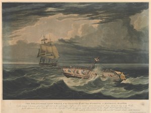 O melancólico naufrágio do navio Frances Mary de St. Johns... o aparecimento, a 7 de março de 1826, da fragata Blonde de Sua Majestade... de Unknown artist