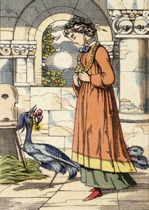 A Princesa e o Pássaro Azul - ilustração do conto "O Pássaro Azul de Unknown artist