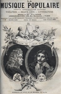 O Siciliano ou Pintor do Amor - Retrato de Jean Baptiste Lully (Giovanni Battista Lulli) (1632-1687) e Moliere - gravura em "Música Popular" ilustrada no jornal semanal - 1882 de Unknown artist