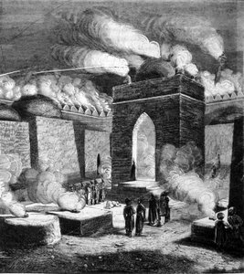 O Templo de Fogo de Atesh - gah em Baku, Azerbaijão. Gravura do século XIX. de Unknown artist