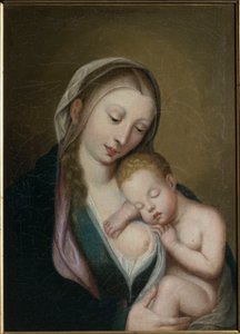 A Virgem e o Menino dormindo em seu ombro. Século XVIII (óleo sobre tela) de Unknown artist