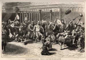 O bacanal dos cervejeiros, na noite de Ano Novo, após receberem o salário e o festoye, entram numa alegre e barulhenta procissão em Edo (actual Tóquio), equipada com um enorme lavatório de saquê e um longo espanador para empurrar os tectos, o príncipe do d de Unknown artist