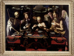 O brelan da vida humana, óleo sobre tela anónima do século XVIII. de Unknown artist