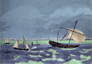 A captura de um dhow (barco árabe) negrier ao longo da costa malgaxe. de Unknown artist