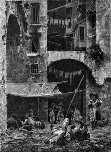 A epidemia de cólera em Nápoles, em 1836. de Unknown artist