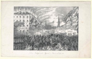 O combate no Jaegerzeile para Viena de Unknown artist