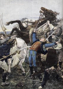 A morte de Joseph Bara (1779-1793), baterista das tropas republicanas e provavelmente morto por ladrões. Gravura de 1894 de Unknown artist