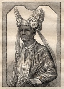 A expedição pelo mundo (1790-1792) do capitão Etienne Marchand (1755-1793): retrato do rei da ilha de Timor (arquipélago indonésio) - ilustração tirada de "Os Grandes Marinheiros do século XVIII". de Unknown artist