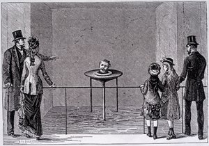 A experiência do "parlant decapite" de Robert Houdin - gravura, final do século XIX de Unknown artist