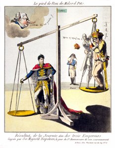 O pé do Nariz do Fosso do Senhor - O resultado do chamado Dia dos Três Imperadores - Ganhado por Sua Majestade Napoleão, no dia do 1º Aniversário da sua coroação. Desenho animado sobre Napoleão I e a 3ª coligação (Grã-Bretanha representada por Guilherme Pi de Unknown artist