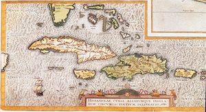 As ilhas das Grandes Antilhas e das Pequenas Antilhas no Mar das Caraíbas (mapa de Unknown artist