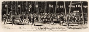 O matsouri (feira, procissão) de Roksamia, templo Kami nas proximidades de Yedo (ou Edo, hoje Tóquio), no 5º dia do 5º mês do ano, a multidão reúne-se para recolher ervas medicinais na floresta e, à noite, os sacerdotes organizam uma de Unknown artist