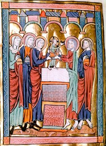 A apresentação no templo miniatura tirada do "Liber Psalmorum Cum Calendario" ou "Psaltier à l