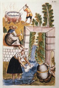 A obra de lã, do livro "Trujillo del Peru" ou "Códice Martínez Compañón", de Baltazar Martinez Compañón y Bujanda, bispo de Trujillo (1782-1785) de Unknown artist