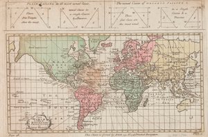 O mundo segundo a projeção de Mercator ou de Edw Wright, c.1730 (gravura) de Unknown artist